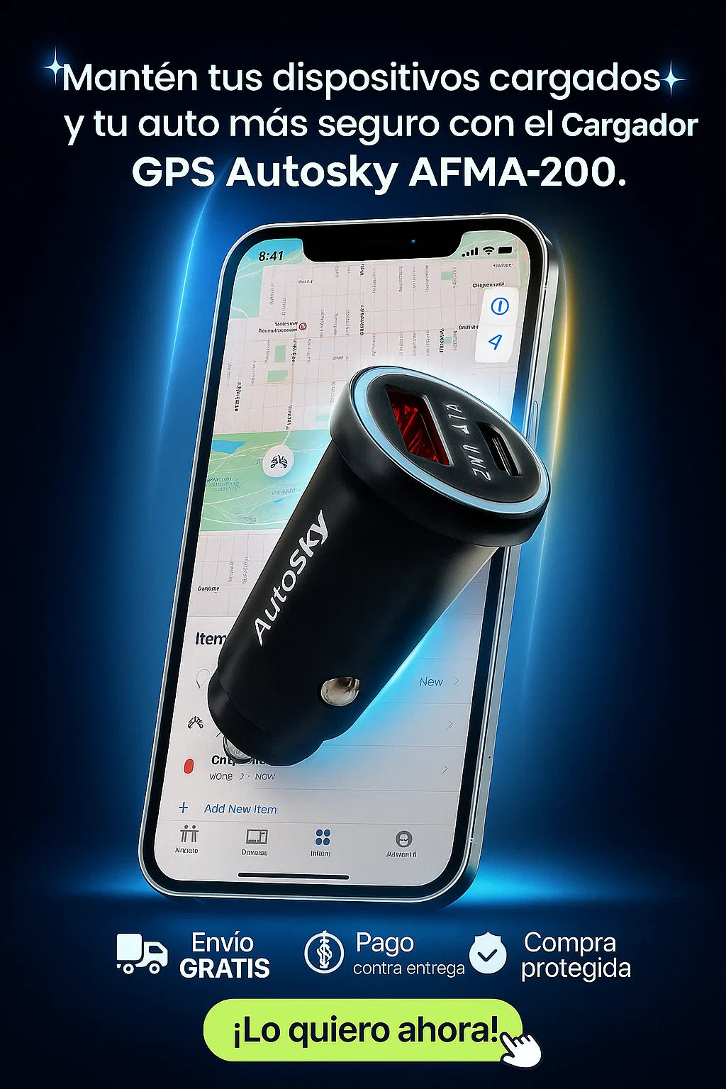 ✨ Cargador GPS Autosky AFMA-200 ✨