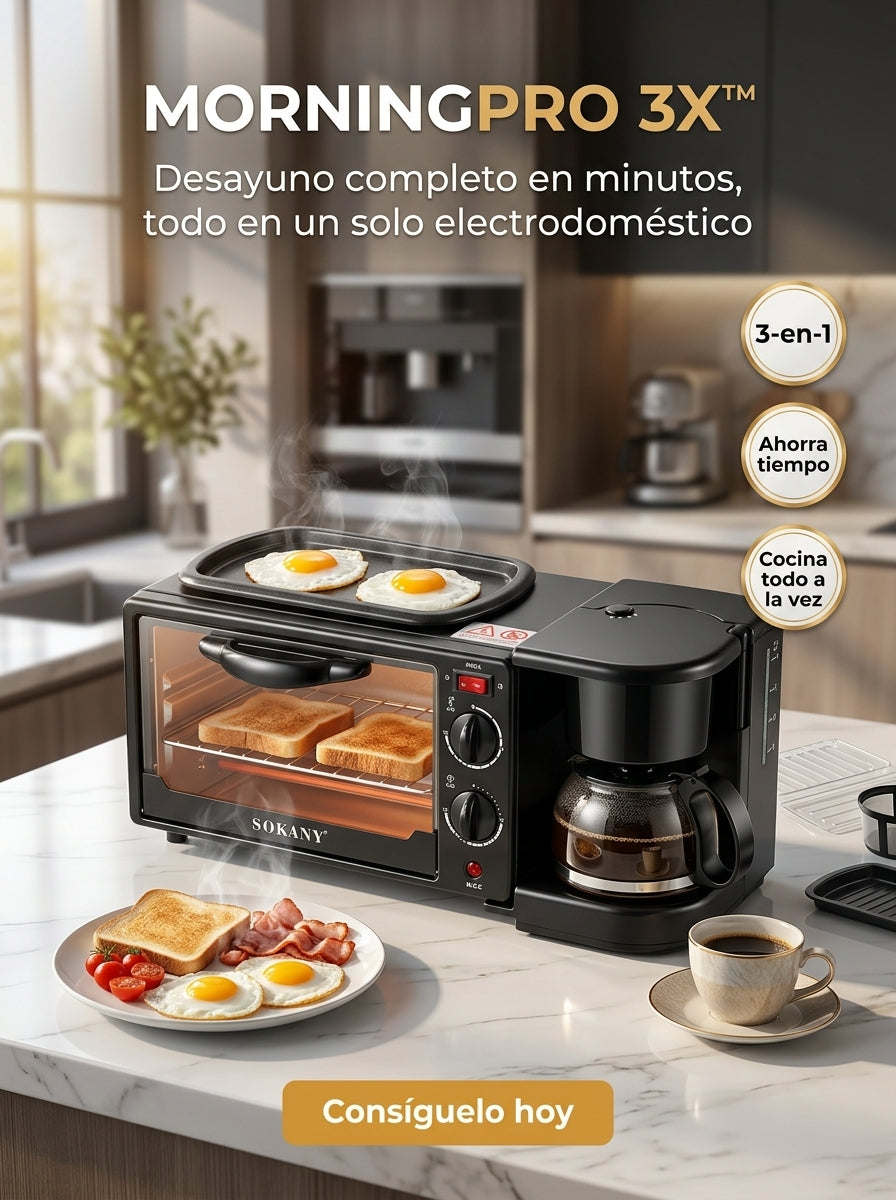 🔥 Horno MorningPro 3X™ ⚡ “Todo tu desayuno en minutos”