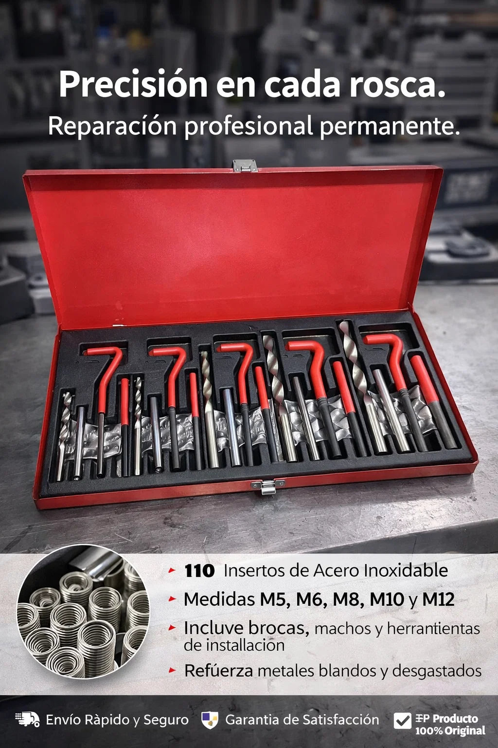 👉 Kit Roscafix 131 Insertos Helicoil para Reparar Roscas