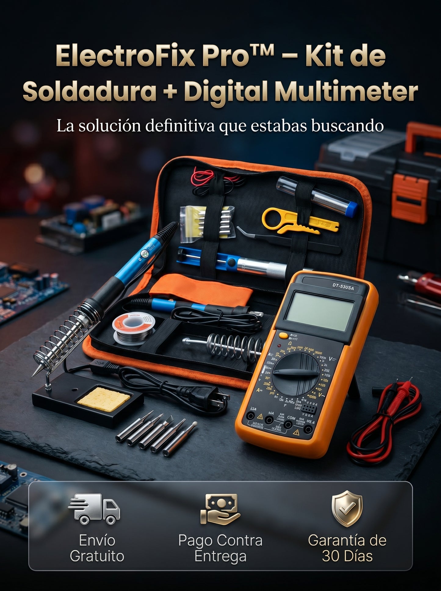 ElectroFix Pro™ – Kit de Soldadura + Multímetro Digital
