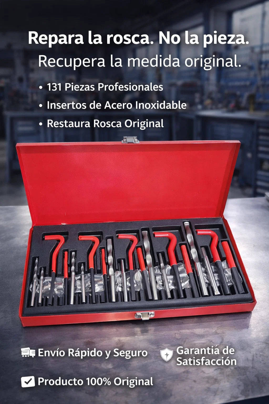 👉 Kit Roscafix 131 Insertos Helicoil para Reparar Roscas